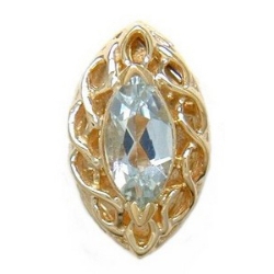 B2181 14K MARQUISE AQUAMARINE SLIDE WITH OPEN X DESIGN 